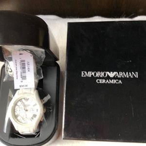 Emporio Armani white ceramic watch.
